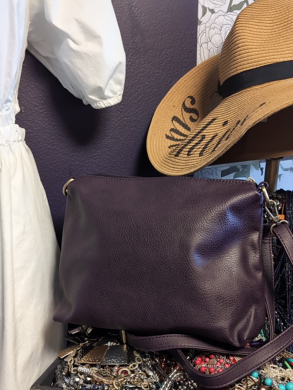 Joy Susan Dark Plum Convertable Shoulder Bag